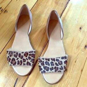 Jcrew  tan leather and cheetah sandals